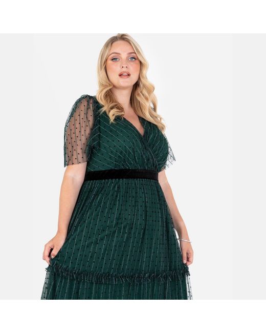 Lovedrobe Green Luxe Polka Dot & Stripe Tiered Maxi Dress