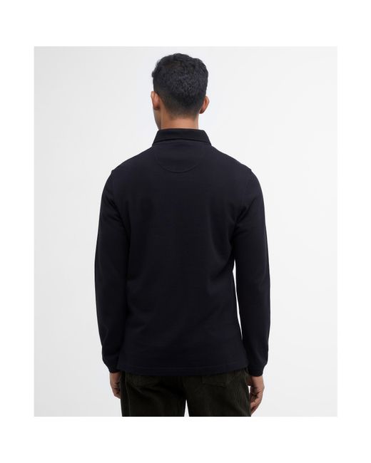 Barbour Blue Essentials Long Sleeve Polo Shirt for men
