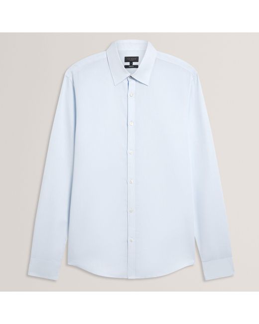 Ted Baker White Ls Regular Fit Linen Shirt for men