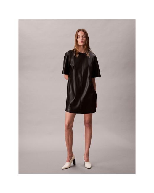 Calvin Klein Black Textured T-Shirt Dress
