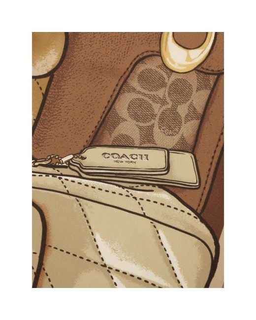 COACH Metallic Stacked Tabby Printed Silk Square