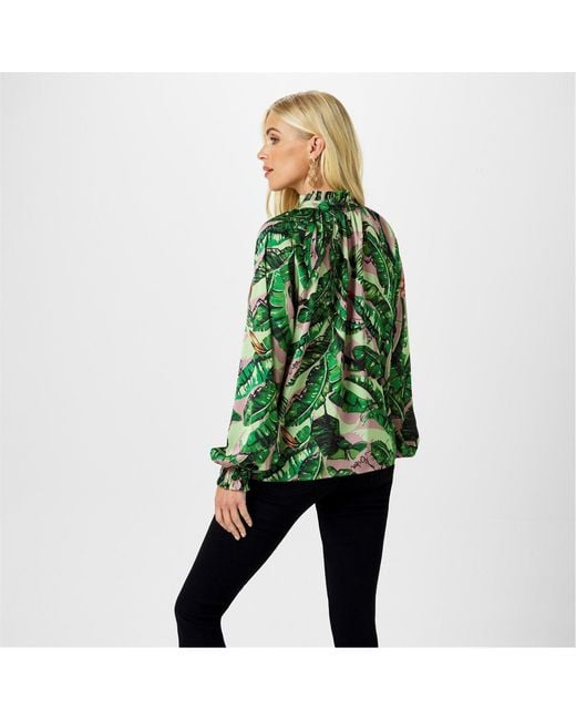 Biba Green Ruffle Collar Blouse