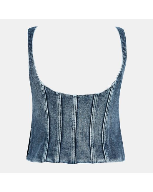Off-White c/o Virgil Abloh Blue Ribbed Knitted Top