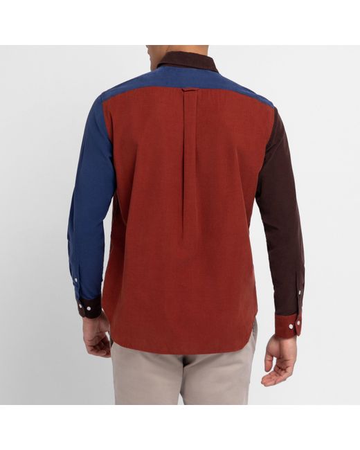 Eden Park Blue Dark Colourblock Corduroy Shirt for men