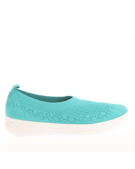 Fitflop Blue Uberknit Slip On Ballet Pumps
