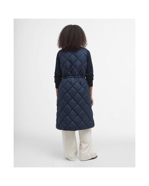 Barbour Blue Rita Longline Diamond Quilted Gilet
