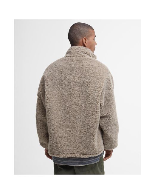 Barbour Gray Weardale Fleece Funnel Neck Teddy Coat for men
