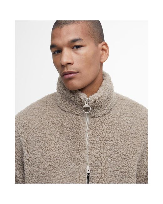 Barbour Gray Weardale Fleece Funnel Neck Teddy Coat for men