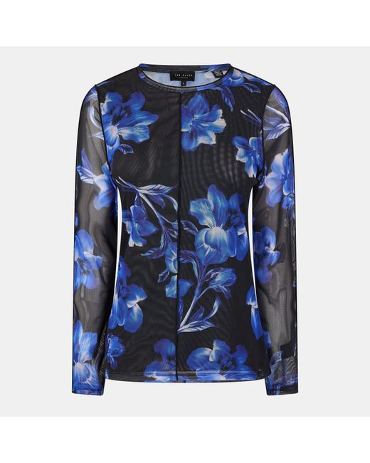 Ted Baker Blue Crew Neck Jersey Long Sleeve T-Shirt