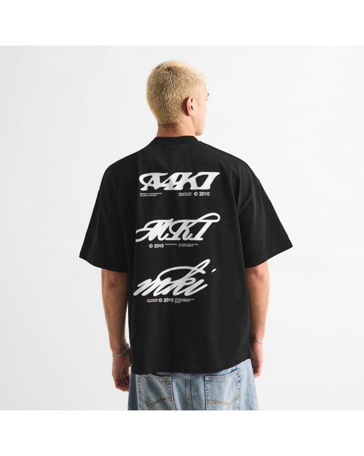 MKI Miyuki-Zoku Black Stack Oversized Fit T-Shirt for men