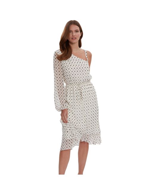 Gina Bacconi White Sasha Chiffon Spot Dress Wrap