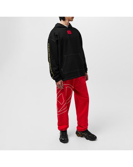 DIESEL Red Large Logo Jogging Bottoms for men