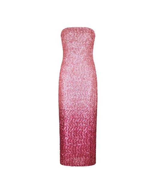LoveShackFancy Red Stasia Sequined Ombré Maxi Dress
