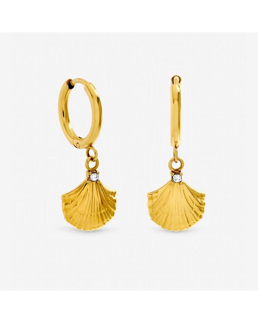 Jon Richard Metallic Plated Waterproof Shell Hoop Earrings