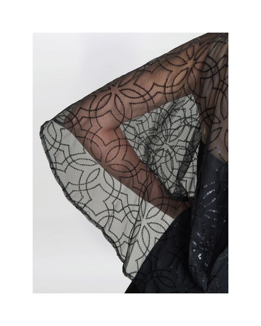 Gina Bacconi Black Anoushka Maxi Dress With Sheer Cape