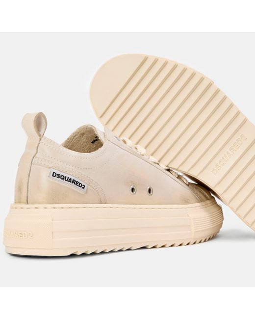 DSquared² Natural Dsq Leather Berlin Low-Top Trainers for men