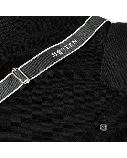 McQueen Black Alex Harness Short Sleeve Polo Shirt for men