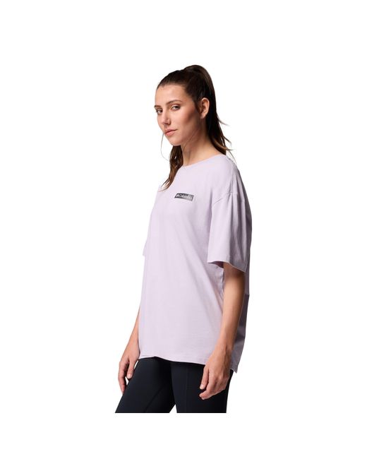 Columbia Purple S Rolling Bend Graphic Oversized Tee