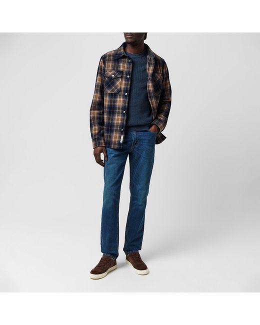 Woolrich Blue Alaskan Melton Italian Wool Overshirt for men
