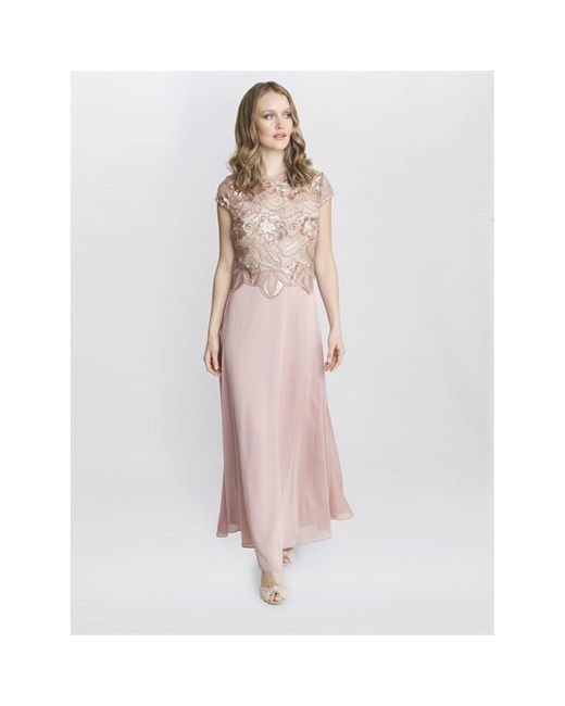 Gina Bacconi Pink Shirley Maxi Dress With Sequin Bodice