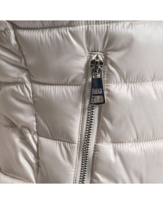 DKNY Gray Jeans Moto Style Light Weight Puffer Jacket