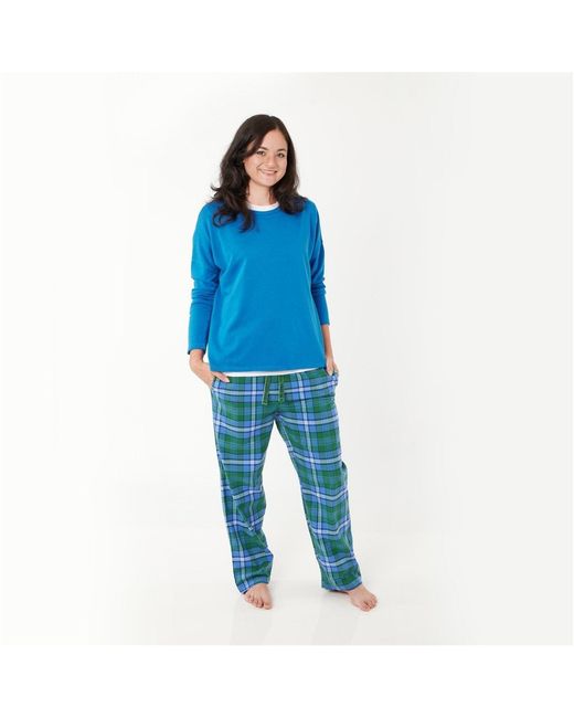 Lounge Blue Ladies Organic Brushed Cotton Lounge Trousers