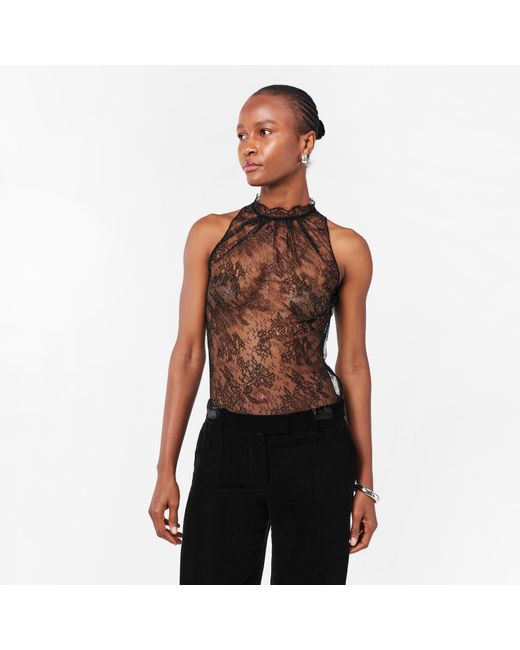 McQueen Gray Sleeveless Lace Top