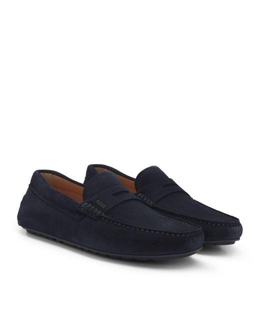 Boss Blue Noel Mocc Slip-On Loafers for men