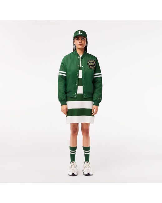 Lacoste Green Long Sleeve Varsity Jacket for men