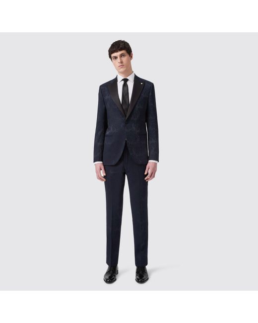 Twisted Tailor Blue Minerva Slim Fit Tux Trouser for men