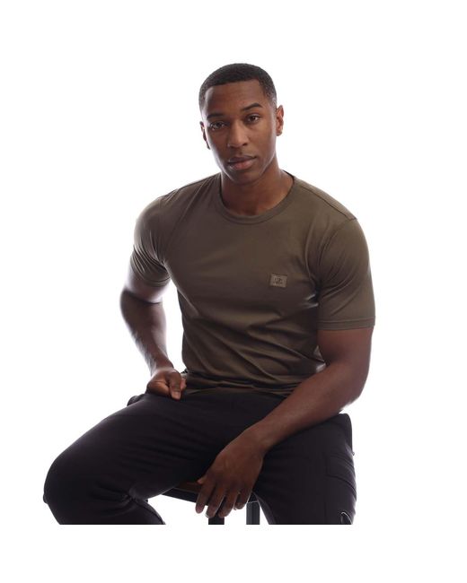 C P Company Brown 70/2 Mercerized Jersey Logo Patch T-Shirt for men