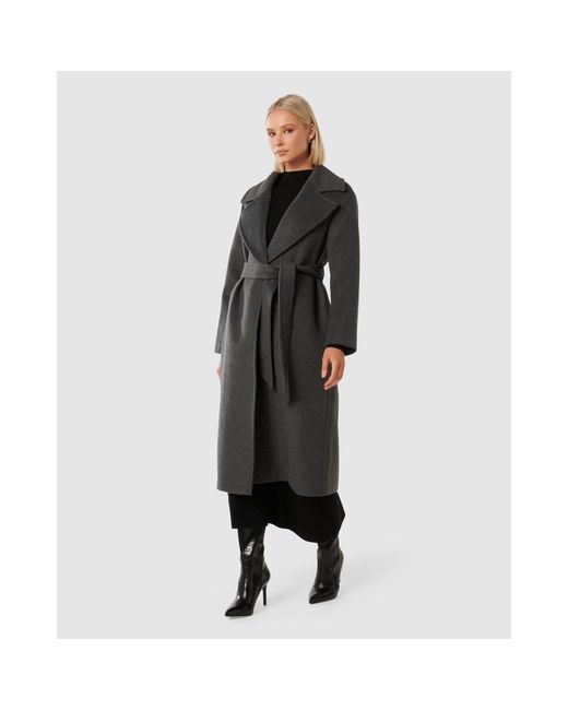 Forever New Black Priya Wrap Overcoat