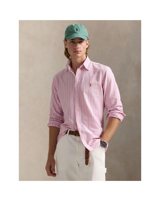 Polo Ralph Lauren Pink Multi-Coloured Striped Poplin Shirt for men