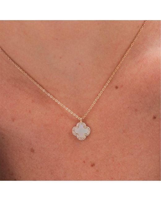 Jon Richard Metallic Plated And Mother Of Pearl Clover Pendant Nec