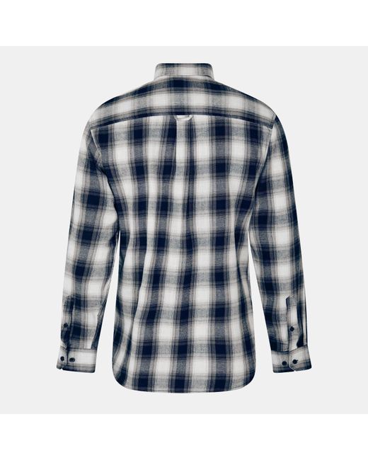 Threadbare Blue Cheque Long-Sleeve Patterned Shirt for men