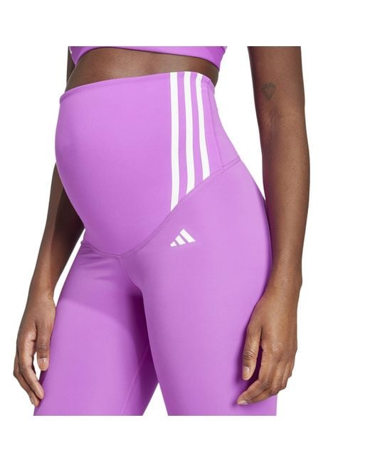 Adidas Purple Optime Essentials Full-Length Leggings (Maternity)