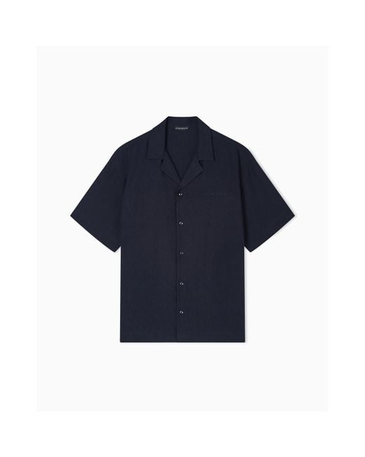 Emporio Armani Blue Short Sleeve Plain Shirt for men