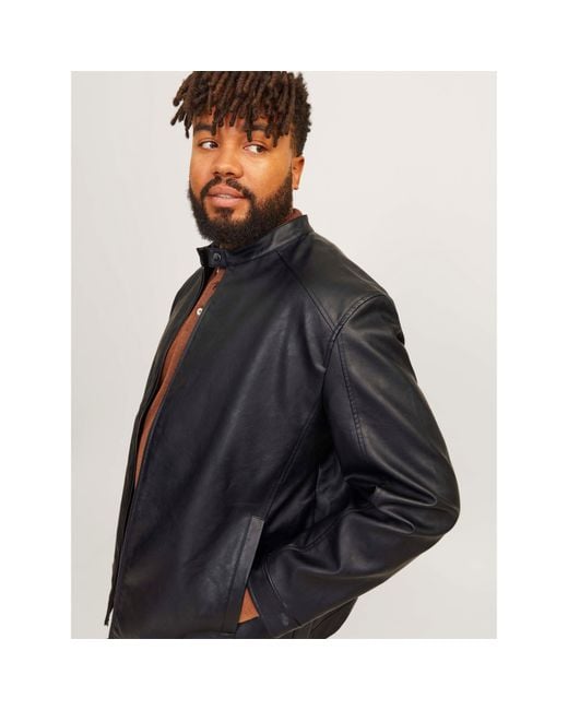 Jack & Jones Black Jack Dylan Pu Jacket Plus Size for men