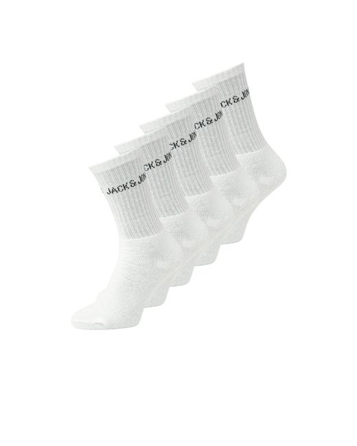 Jack & Jones White Regen 5 Pack Crew Socks for men