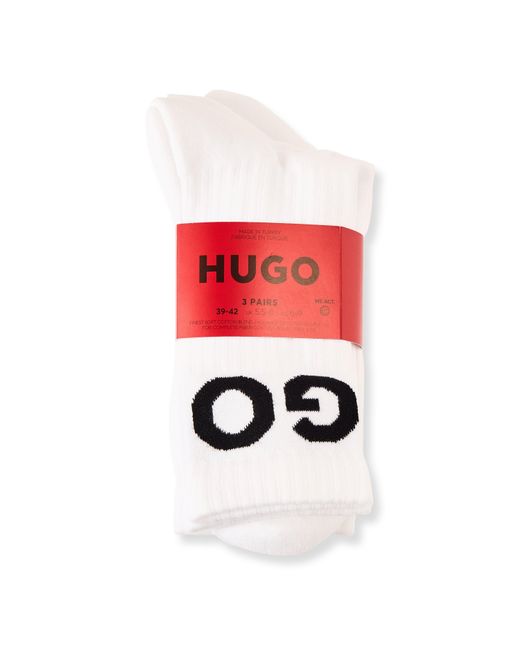 HUGO White Qs Iconic Cc Trainer Ankle Socks for men