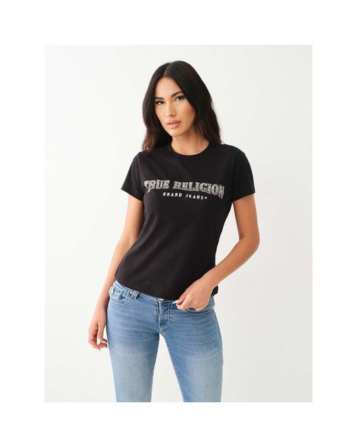 True Religion Black Slim Crew Neck Logo T-Shirt