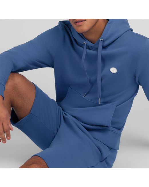 Eden Park Blue Plain Hooded Sweatshirt for men