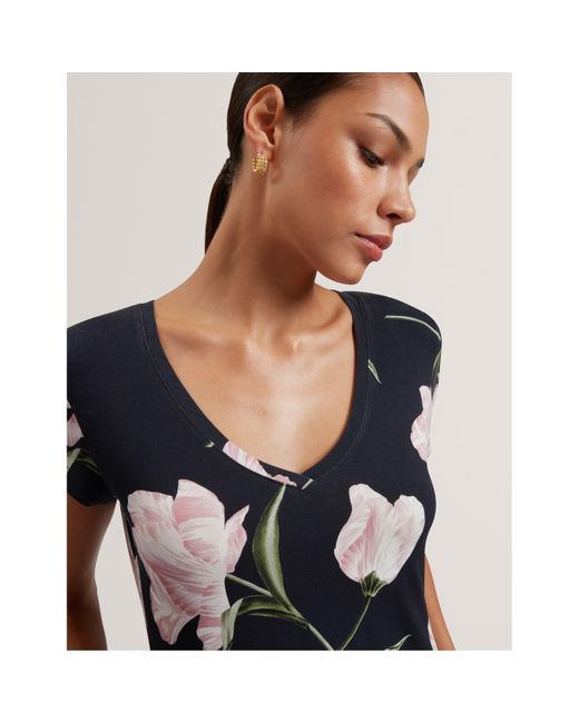 Ted Baker Blue Printed Slim Fit T-Shirt