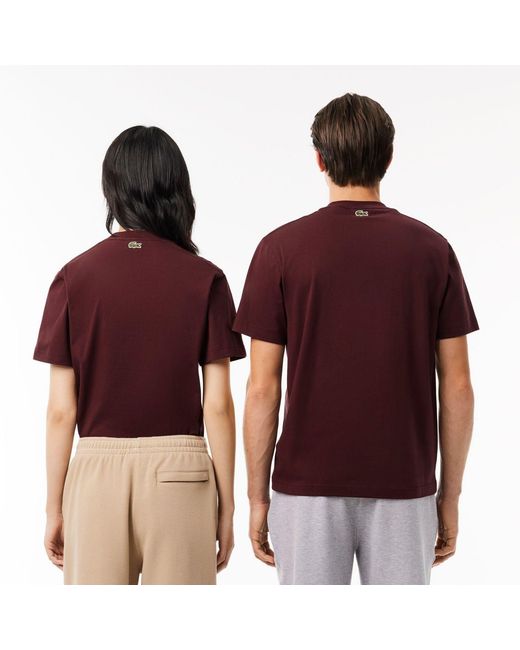 Lacoste Red Signature Print Cotton T-Shirt for men