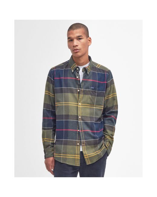 Barbour Blue Edderton Long Sleeve Patterned Shirt for men
