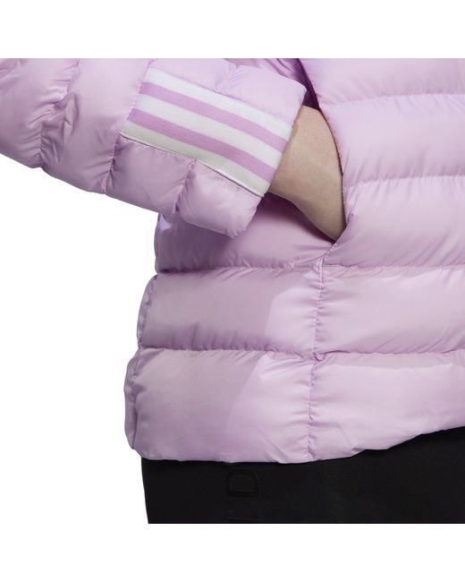 Adidas Purple Itavic Three Stripe Water-Repellent Long Sleeve Bomber Jacket