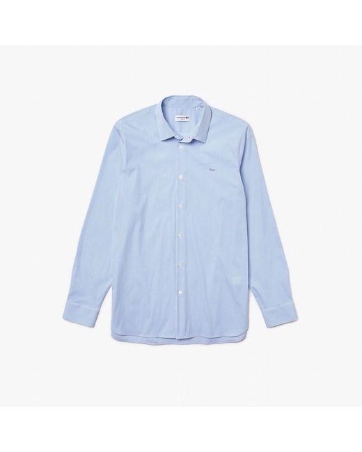 Lacoste Blue Slim Fit Striped Stretch Poplin Shirt for men