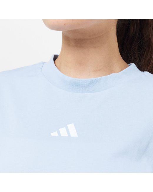 Adidas Blue Essentials 3 Stripe T-Shirt