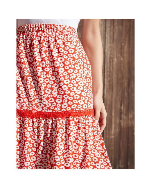 Threadbare Red Aubrie Maxi Skirt