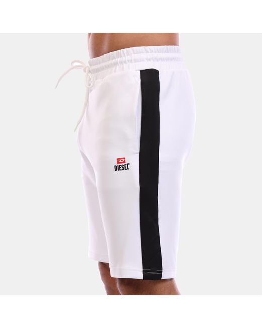 DIESEL White Fleece Jogger Shorts for men